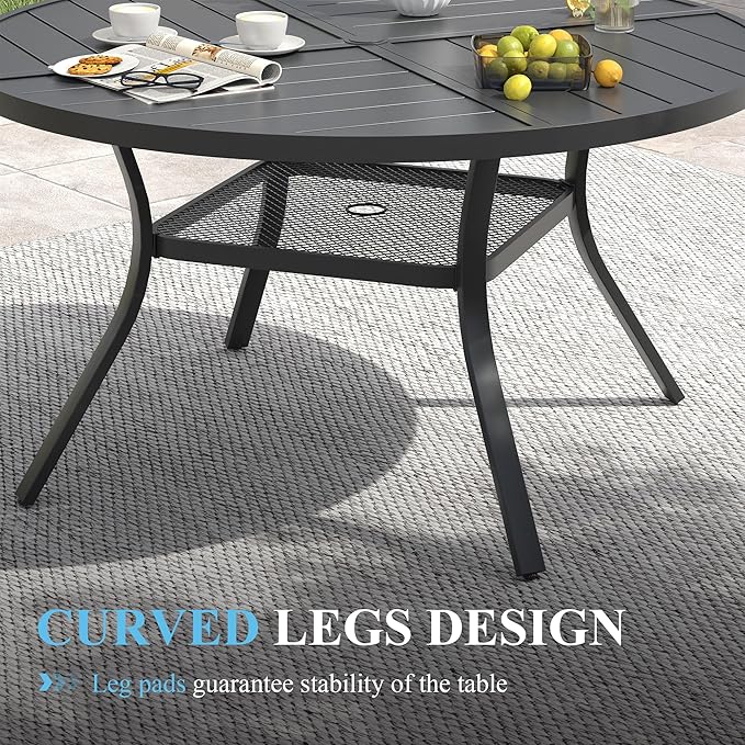 VICLLAX Patio Table and Chair Set of 4, All Weather Metal Round Outdoor Dining - Image 6