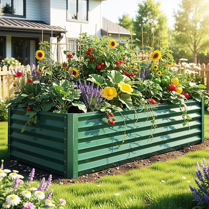 YITAHOME 6x3x1.5 ft Galvanized Raised Garden Bed Kit, Large Metal Planter Box by YITAHOME