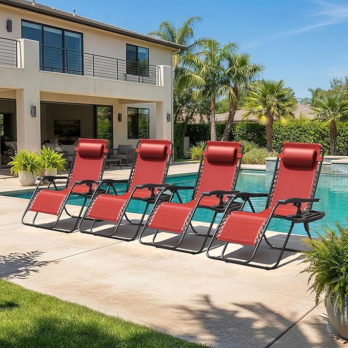 Homall Zero Gravity Chair Patio Folding Lawn Outdoor Lounge Gravity Camp - Image 5