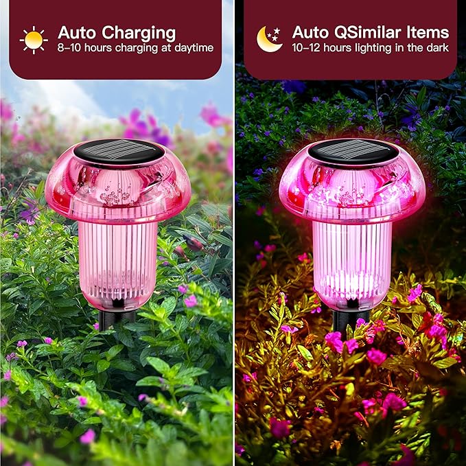 Easter Solar Pathway Lights Outdoor Decorative 4 Pack, 4 color LED Mushroom - Image 4