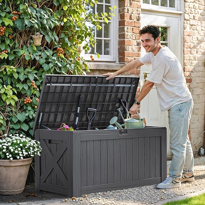Greesum 120 Gallon Deck Box, Resin Outdoor Storage Container - Image 2