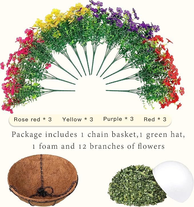 Senjie 12 Bundles Artificial Hanging Flowers - Image 3