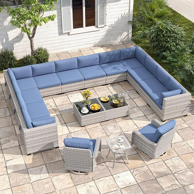 14-Seat Modern Patio Furniture Set by MASIONBACKYARDS