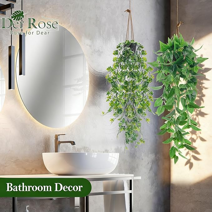 Der Rose 8Pcs Fake Plants Hanging Artificial Ivy Vine Faux Eucalyptus Hanging - Image 6