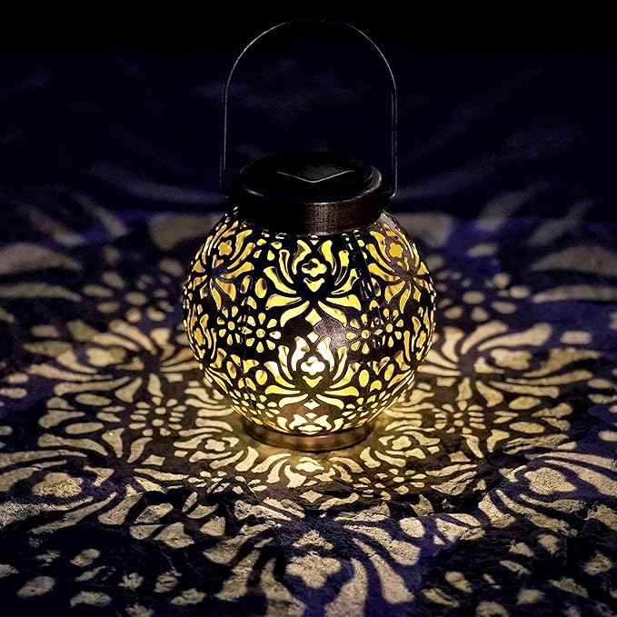 2 Pack Outdoor Solar Hanging Lantern Lights Metal LED Decorative Lamp - Image 8