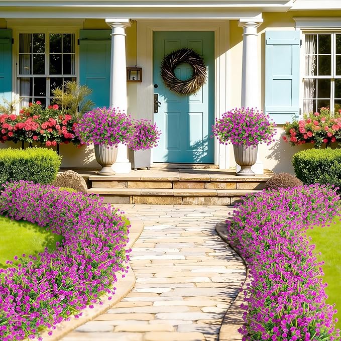 20 Bundles Artificial Flowers for Outdoors Fake Plastic Flowers UV Resistant - Image 7
