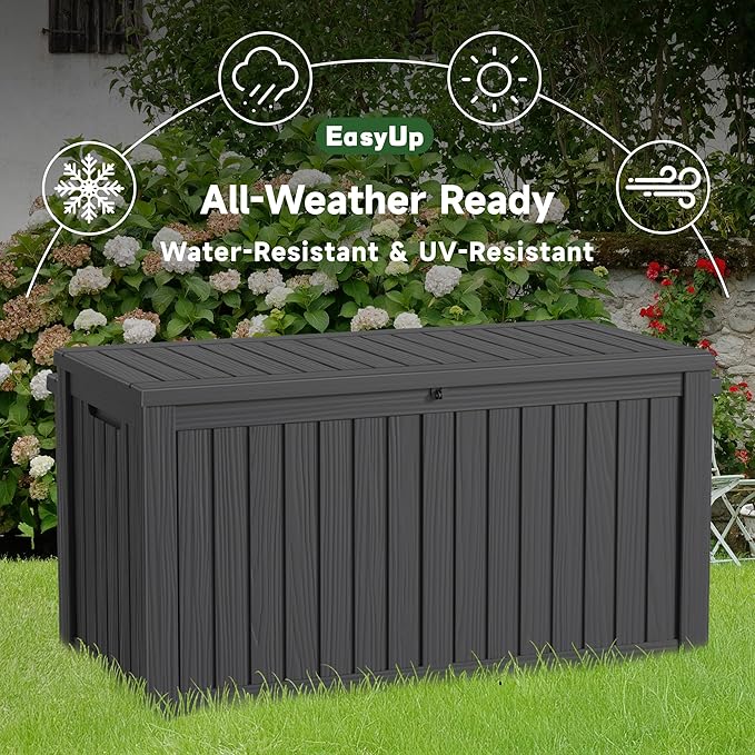 EasyUp 180 Gallon Outdoor Storage Box, Resin Waterproof UV-Resistant Deck Box - Image 5