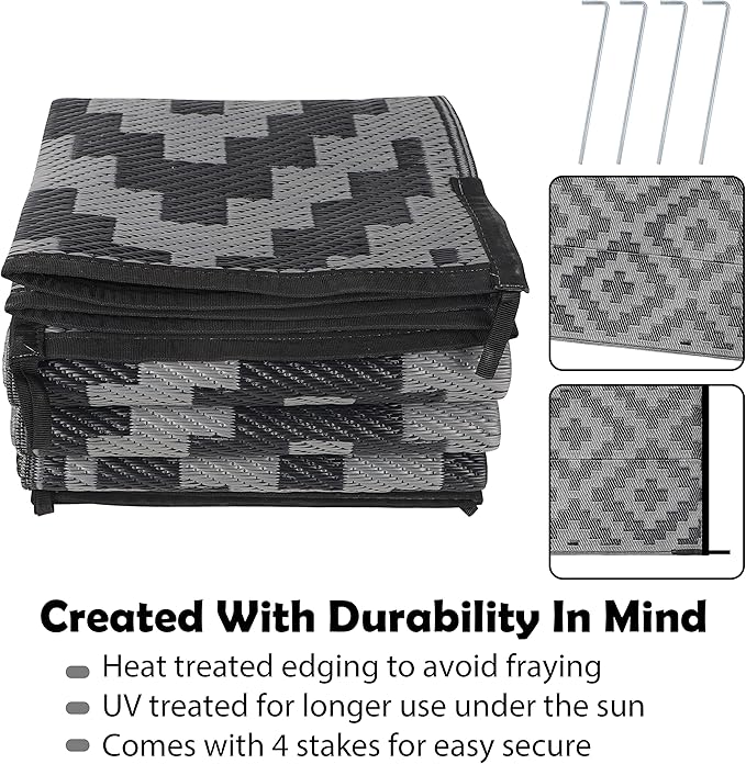 SAND MINE Waterproof Outdoor Rug 6x9 ft, Plastic Reversible Rug, Modern Area Rug - Image 3