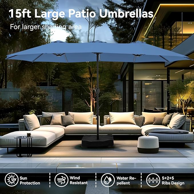 PHI VILLA 15ft Large Patio Umbrellas - Image 3