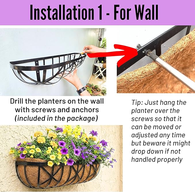 LaLaGreen 24 Inch, 4 Pack Window Boxes Planters – Black Metal Window Boxes - Image 5
