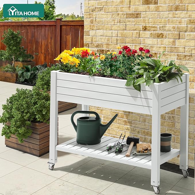YITAHOME 43.3x17.7x34 in Elevated Garden Bed 2pcs, Outdoor Plastic Planter Box - Image 8