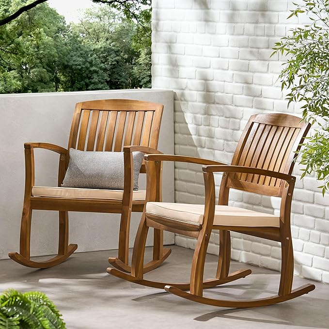 Christopher Knight Home Selma Acacia Rocking Chairs - Image 2