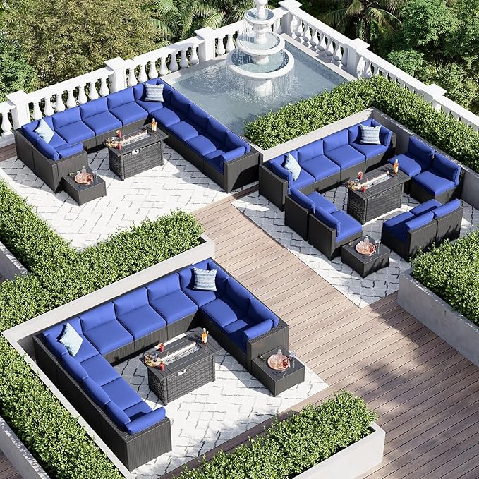 Aoxun 10 Piece Patio Furniture Set Wicker Rattan Patio Sectional Sofa Set - Image 5