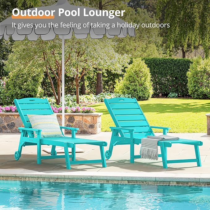 LUE BONA Outdoor Chaise Lounge Chairs Set of 4, 5 Positions Adjustable Lounge - Image 3
