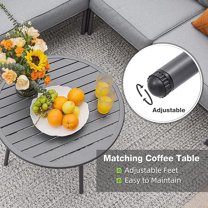 Outdoor Patio Furniture, 6 Pieces Outdoor Sectional L-Shaped Sofa Patio - Image 7