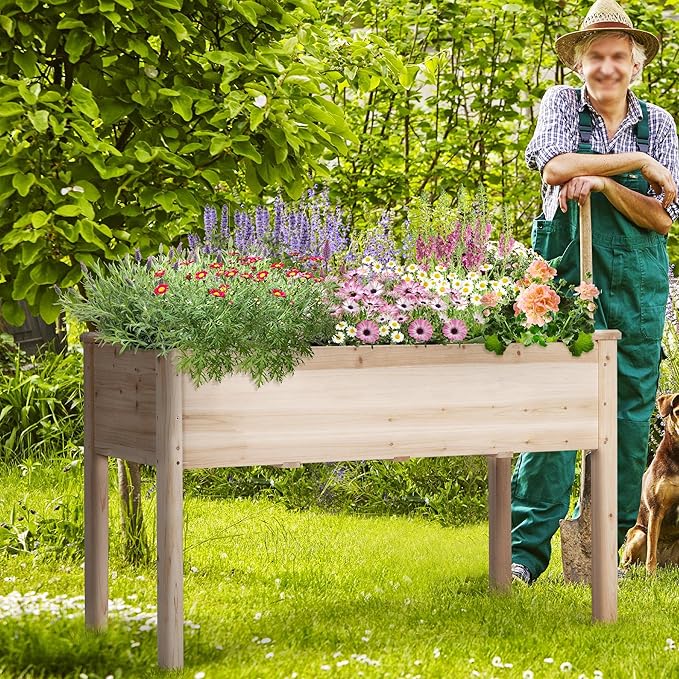 Yaheetech 2pcs Raised Garden Bed 48x24x30in Elevated Wooden Horticulture - Image 8