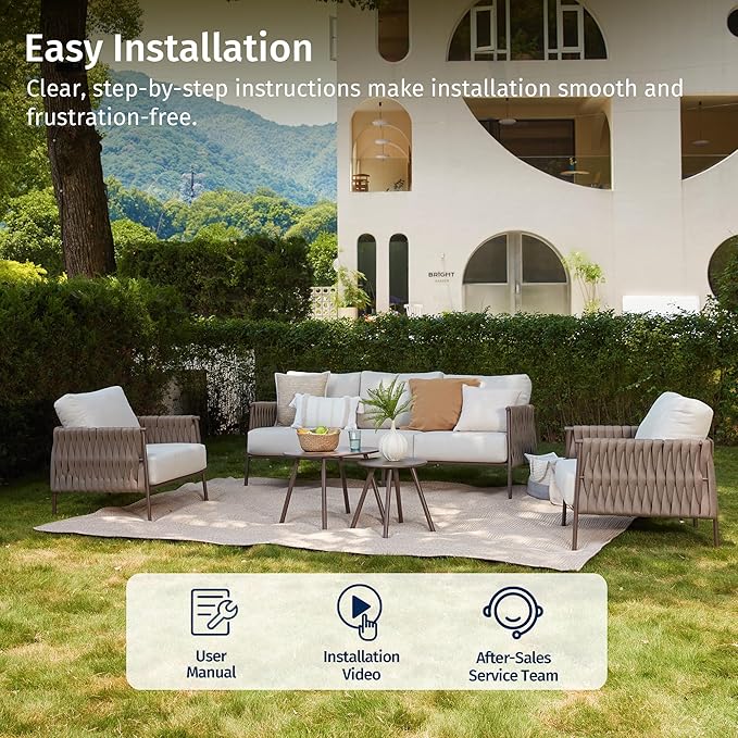 East Oak 5-Piece Patio Furniture Set | Life Chatter 5-Seat Outdoor Furniture | - Image 9