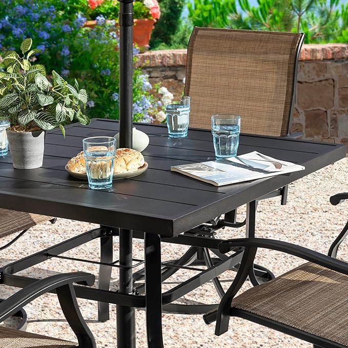 NUU GARDEN Outdoor Patio Dining Set, 4 Swivel Textilene Dining Chairs and 37" - Image 4