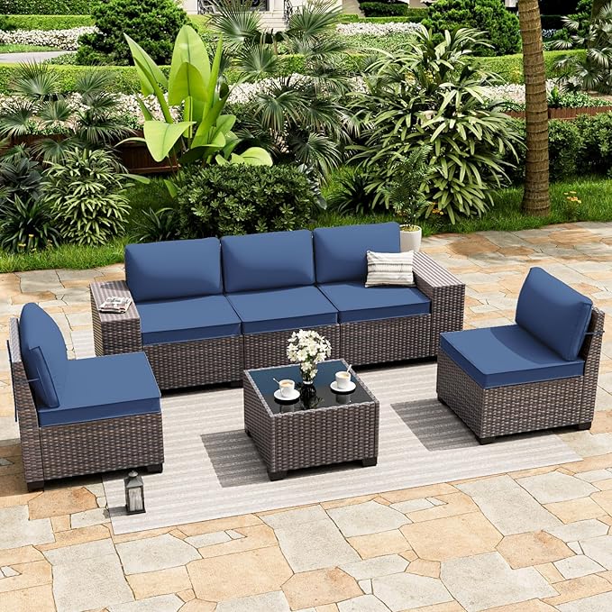 ALAULM 6 Pieces Patio Furniture Set, Oversized Seat/Armrest and High Back - Image 2