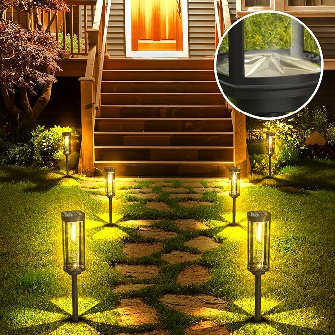 Solar Pathway Lights Outdoor 4 Packs, Bright Solar Path Light Outside Waterproof - Image 3