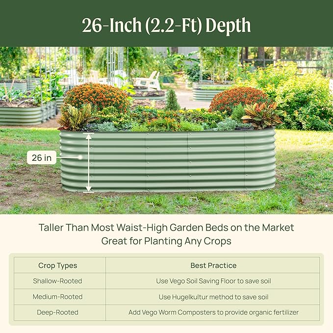 Vego garden 26" Extra Tall Raised Garden Bed Kits, 4 in 1 Modular Raised - Image 5