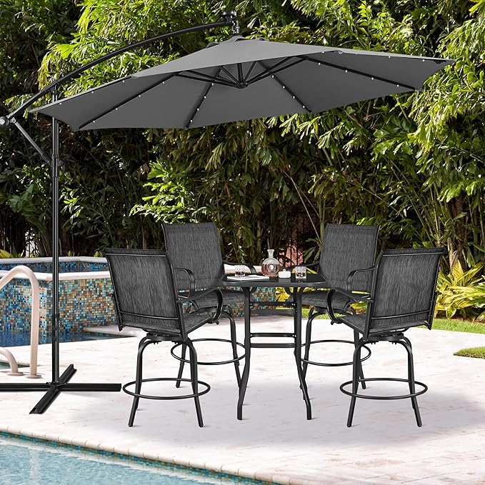 Yaheetech Patio Swivel Barstools Outdoor Chairs Set of 4, High Bistro Stools - Image 2