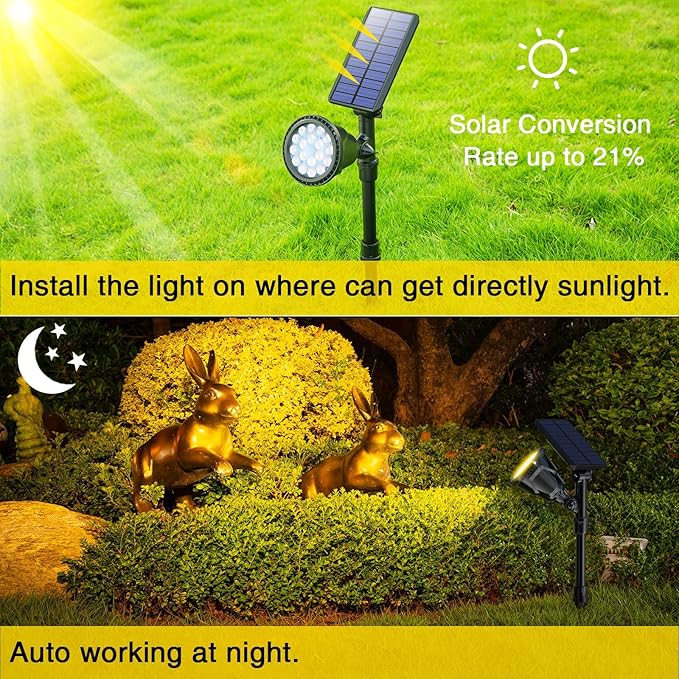 ROSHWEY Outdoor Solar Lights, 600LM Solar Garden Lights Waterproof Solar Spot - Image 7