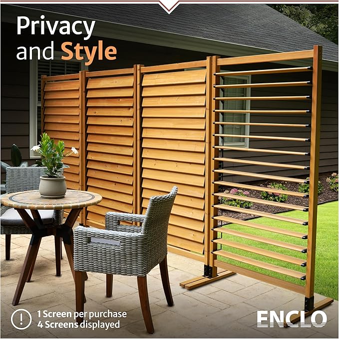 6.1ft H x 3.1ft W Freestanding or Surface Mount Enclo Solara Louvered Screen - Image 2