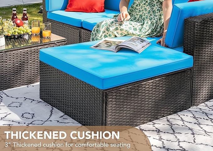 Devoko 5 Pieces Patio Furniture Sets All Weather Outdoor Sectional Patio Sofa - Image 3