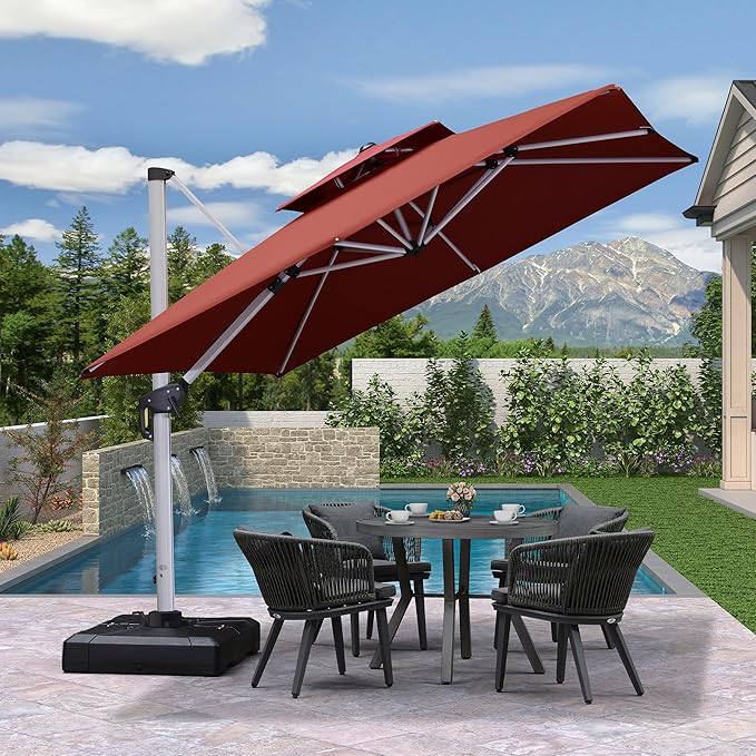 PURPLE LEAF 9ft Patio Umbrella Outdoor Square Umbrella Large Cantilever - Image 2