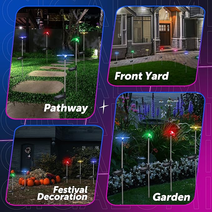 GIGALUMI Solar Garden Lights, 6 Pack Solar Butterfly Lights Decoration - Image 3