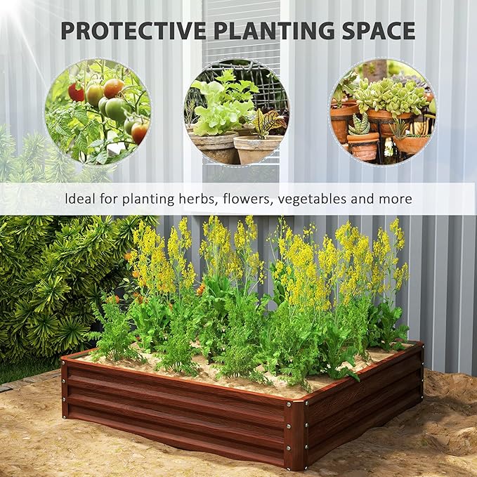 Outsunny Galvanized Raised Garden Bed, - Image 3