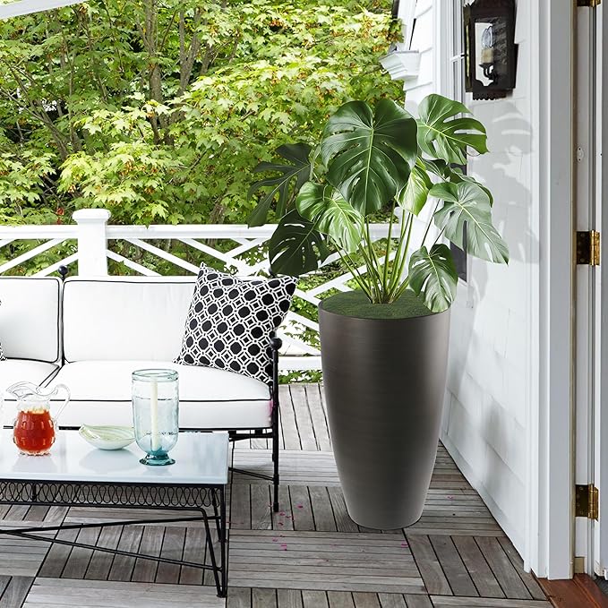 2 Packs 21 inch Tall Planter, Indoor Outdoor Round Planter - Image 6