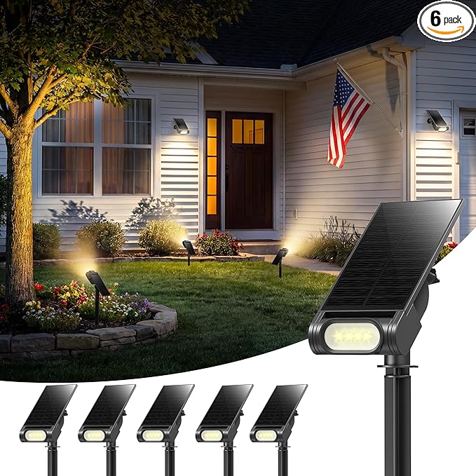 EZVALO Solar Spot Lights Outdoor IP67 Waterproof, Adjustable Solar Landscape by EZVALO