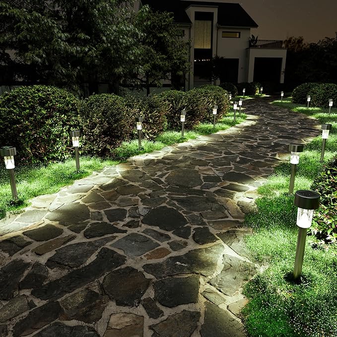 SOLPEX 24 Pack Solar Outdoor Lights Pathway, Stainless Steel Solar Lights - Image 2