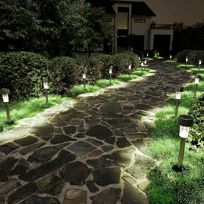 SOLPEX 24 Pack Solar Outdoor Lights Pathway, Stainless Steel Solar Lights - Image 2