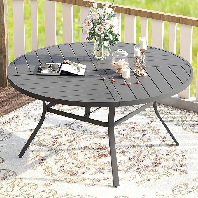 VICLLAX Round Patio Table with Adjustable Umbrella Hole - Image 2