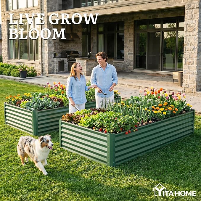 YITAHOME 8x4x1.5ft 2pcs Large Raised Garden Bed Kit, Galvanized Metal Planter - Image 4