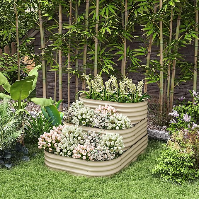 Outsunny 3-Tier Galvanized Steel Raised Garden Bed Kit, 62.25" x 43" x 32.25" - Image 2