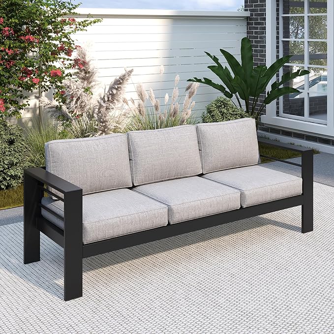 Solaste Aluminum Outdoor Couch, 3-Seat Metal Outdoor Sofa by Solaste