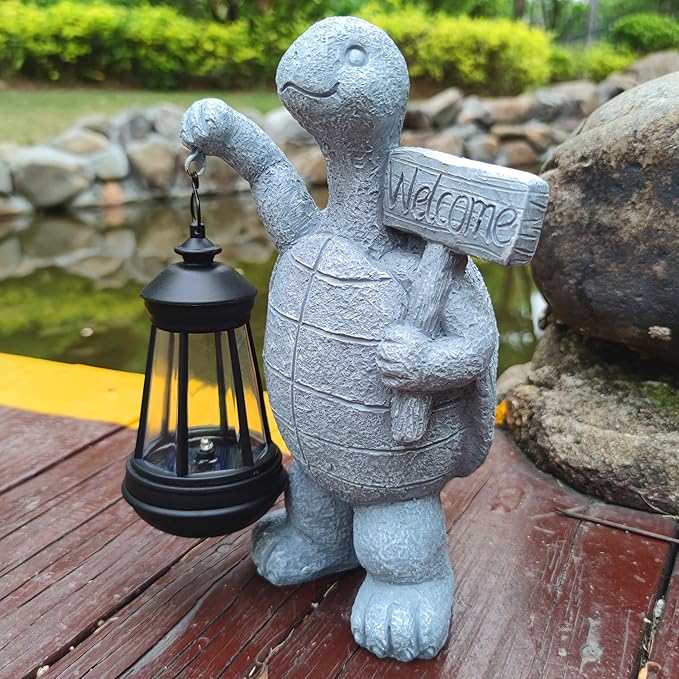Sea Turtle Solar Garden Statues, Resin Sea Turtle Figurine Decorations - Image 6