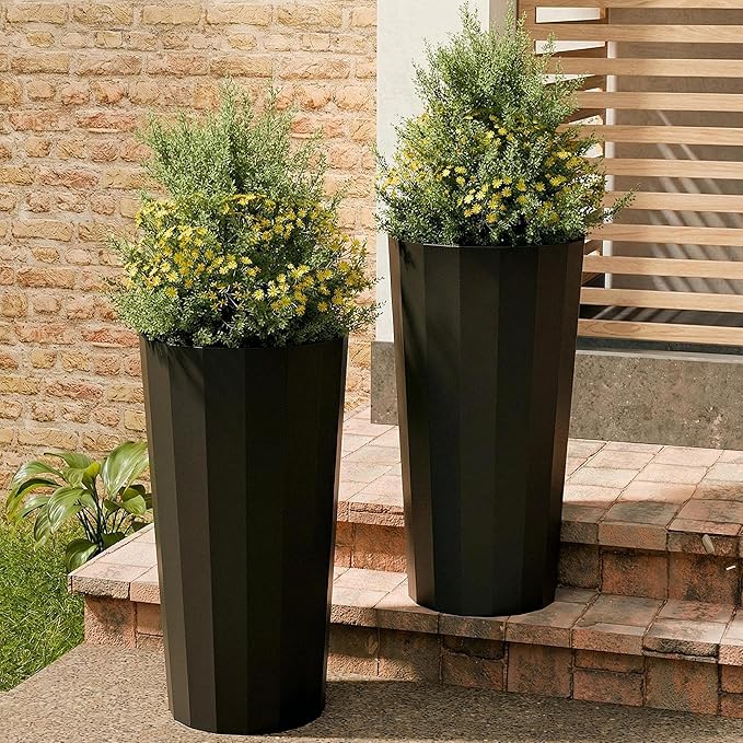 23.6" H Tall Planters for Outdoor Plants, 2 Pack Large Outdoor Planters for by Outdoorchairs