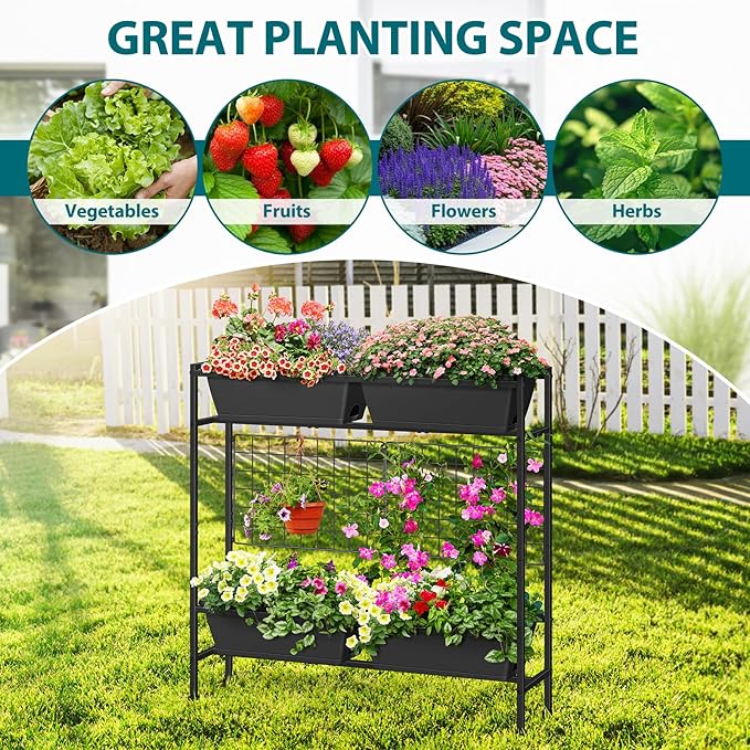 OYEAL Raised Garden Bed with Legs & Trellis, Vegetables - Image 8