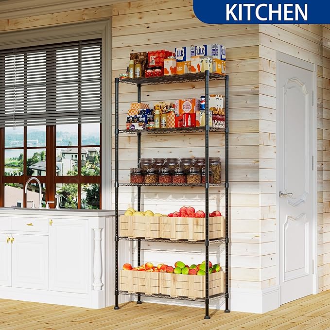 REGILLER 5-Wire Shelving Metal Storage Rack Adjustable Shelves, Standing - Image 2