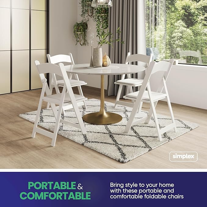 SIMPLEX 4 White Folding Chairs – Resin Stackable Foldable Chairs - Image 4