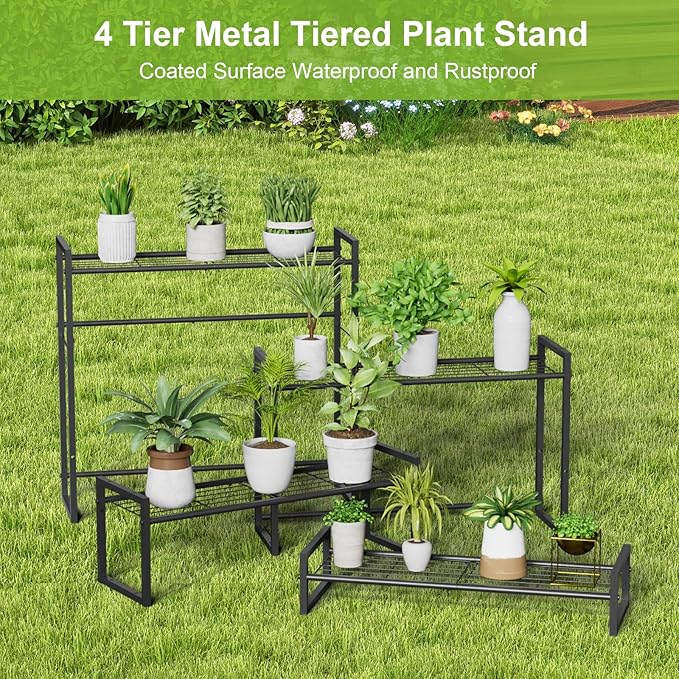 Plant Stand, 4 Tier Stackable Tiered Plant Stand, Scalable Heavy Duty Tall - Image 5