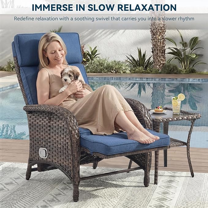 Zero Gravity Wicker Patio Recliner Chairs Set of 2 - Image 4