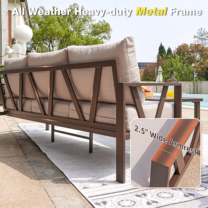Outdoor Patio Furniture Set, 4 Pieces Metal Patio Furniture Set - Image 2