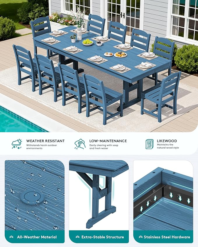 SERWALL 11 Piece Outdoor Dining Set - Image 3