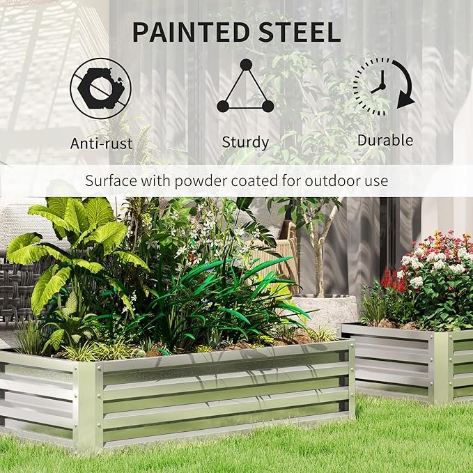 Outsunny Galvanized Raised Garden Bed, - Image 3